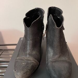 rag & bone Textured Black/Gray Ankle Boots